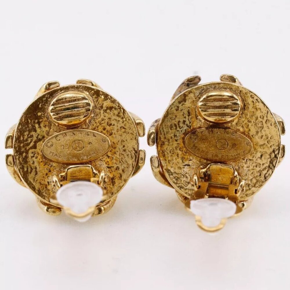 CHANEL COCO Mark Earring vintage Plated Gold/Fake pearl 31g Women - Picture 4 of 15